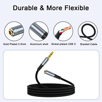 Câble d'extension audio tressé OEM d'usine, 3,5 mm mâle vers femelle, câble audio AUX, prise jack métallique à 3 pôles, câble de haut-parleur