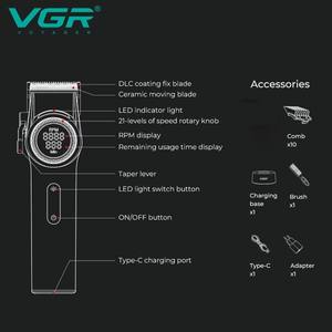 VGR <span class=keywords><strong>V</strong></span>--001 Máquina de Cortar <span class=keywords><strong>Pelo</strong></span> Profesional, Cortadora de <span class=keywords><strong>Pelo</strong></span> Inalámbrica para Barberos, 7000-9000 rpm, Recortadora Profesional para Hombres - Product Image 4