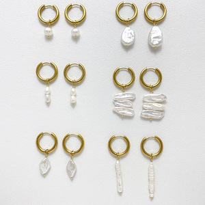 Pendientes Colgantes Minimalistas <span class=keywords><strong>de</strong></span> Perlas Barrocas Naturales <span class=keywords><strong>de</strong></span> Agua Dulce con <span class=keywords><strong>Aro</strong></span> Dorado, Joyería <span class=keywords><strong>de</strong></span> Boda, Regalo para Dama <span class=keywords><strong>de</strong></span> Honor - Product Image 1
