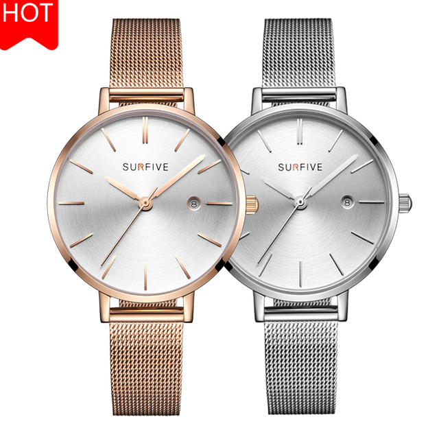 Wholesale Custom Online Popular High Quality Quartz Luxury Women Mesh Stainless Steel Branded Watch in Wristwatches
