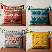 Ferme fait à la main marocain 18x18 Floral Boho brodé taies d'oreiller