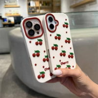 Coque de téléphone en silicone souple avec support en forme de cerise 3D mignon pour iPhone 6 7 8 G Plus X XR XS MAX 12 13 MINI