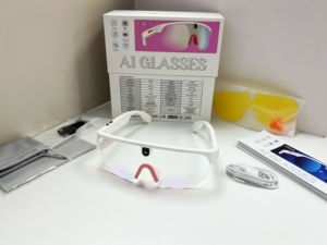 Lunettes intelligentes AI AiMB-G5 avec caméra 1080P, commande vocale, microphone, charge Type-C, monture noire, verres jaunes - Product Image 3