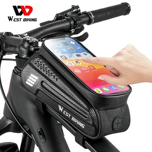 WEST BIKING Large Sports Outdoor Bike Phone Cycling Bicycle Frame Bag Front Waterproof Travel Frame Bag for Cell Phone