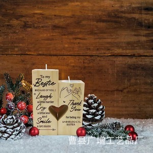 Wooden <b>Candle</b> Holder Tapered Natural Color Digital Printing Christmas Home Decor <b>Gift</b> For Bestie Sister - Product Image 3
