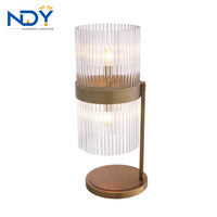 Lampe de Table Led en fer E14 classique, Style moderne, laiton, verre transparent, décoration de la maison