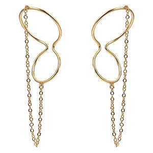 Joyería de Latón chapado en oro de 18K, cadena curva, Clip para oreja sin Piercing, pendientes E191124 - Product Image 1