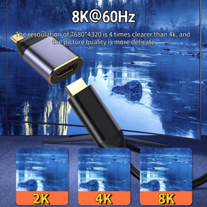 Adaptateur <span class=keywords><strong>USB</strong></span> femelle vers <span class=keywords><strong>HDMI</strong></span> femelle, convertisseur vidéo, <span class=keywords><strong>c</strong></span>âble de Type <span class=keywords><strong>C</strong></span> à 8K 60Hz, 4K 144Hz, 2 pièces - Product Image 2