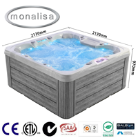 Spa extérieur de luxe pour 6 personnes en acrylique avec jets de massage corporel complet, éclairage d'ambiance LED et certification CE/ETL.