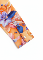 Chemise à manches longues boutonnée à imprimé floral 100% coton pour femmes, chemisier décontracté, respirant, coupe régulière pour le port quotidien au bureau