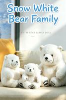 Adorable Famille d'Ours Polaires en Peluche, Jouet en Peluche Blanc et Moelleux pour Enfants, Poupée Animale pour Canapé