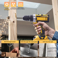 Perceuse sans fil 21V, perceuse électrique à double vitesse 10MM, ensemble de perceuse avec deux batteries, ensemble de 24 pièces