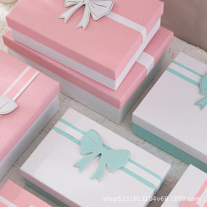 صندوق هدايا مستطيل جديد بالجملة مع غطاء وشريط، صندوق فارغ للمستحضرات التجميلية أو الأوشحة، مصنوع من الورق المقوى المعاد تدويره مع طباعة بالختم - Product Image 3