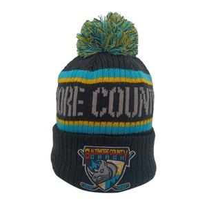 High Quality Acrylic Warm Winter Hats Caps Custom Embroidery Badge Skullies Pom Pom Knitted <b>Beanie</b> Cap - Product Image 1