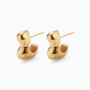 Minimalist Fine Jewelry Earrings Smooth Stud Earrings Alphabet L Earrings For Women