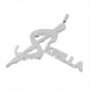 Pendentif personnalisé en feuille d'or avec lettre en moissanite VVS glacée, en argent 925, bijoux hip-hop pour usage quotidien - Product Image 3