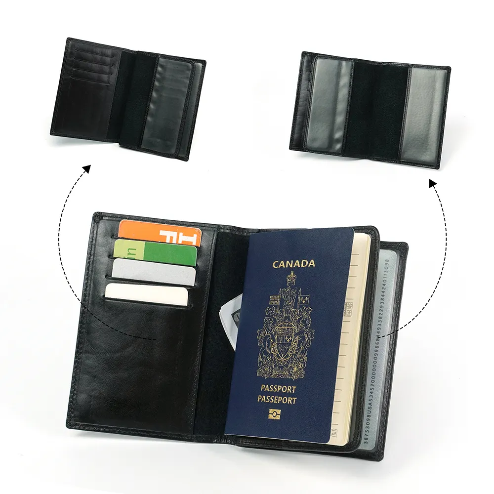Travel Original Genuine Cow Hide Sheep Skin Leather Passport Photo Holder Cover Wallet Bag For Men