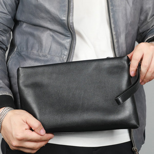 Men's Clutch <b>Bag</b> Genuine Sheepskin Top Layer Cowhide Large Capacity Solid Color Everyday Use - Product Image 3