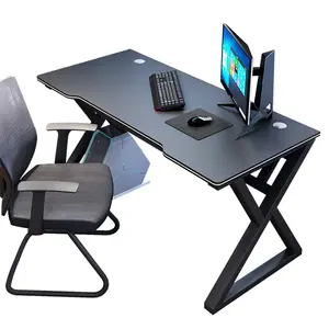 YQ FOREVER Wooden Computer Work Study Desks Home Office Desk Metal Steel Frame Corner Office Table