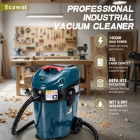 Aspirateur industriel Ecawei Wet Dry 35L, double cyclone, filtre HEPA, 1400W, aspiration puissante >19kPa, sans sac, pour le travail du bois