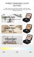 Trousse cosmétique LED pour femme avec miroir Trousse à cosmétiques Grande capacité Sac de rangement portable Sacs de maquillage de voyage Boîte intelligente