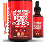OEM 60ml Gouttes liquides orales de soutien immunitaire à base de Cayenne, Aubépine, Vitamine D3 K2, Betterave non-OGM et Curcumine