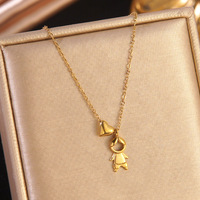 Collier en acier inoxydable léger et luxueux plaqué or 18 carats, pendentif assorti pour garçon, fille, couple, famille, cadeau, ne ternit pas