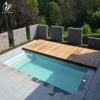 Couverture coulissante entièrement automatique en acier inoxydable Water Crown SGSC avec dispositif de sécurité, personnalisable pour piscines carrées en bois, idéale pour les familles.