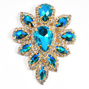 Oleeya光沢クリスタルビーズラインストーンシルバーボタンティアドロップグラスフラットバックネックレスBodiceアップリケアクセサリー用 - Product Image 5