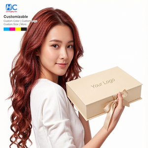 Luxury Rigid <b>Grey</b> Board Magnetic Folding <b>Wig</b> Box with Four-Color Printing Custom Logo Recycled Materials OEM Packaging - Product Image 2