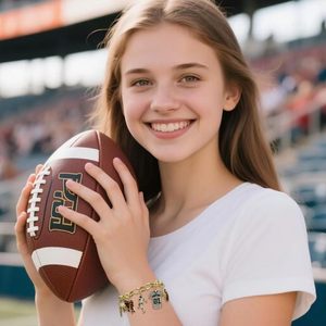 <span class=keywords><strong>Bracelet</strong></span> <span class=keywords><strong>de</strong></span> football pour femme, plaqué or, avec breloques chaussures, casques et nœuds pour le jour du match, bijoux pour les fans - Product Image 5