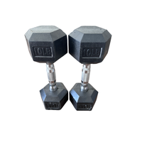 Haltères hexagonales en fonte d'acier solide revêtues de caoutchouc Haltères hexagonales d'haltérophilie 10kg Haltères hexagonales