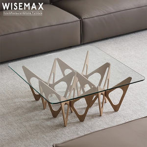 WISEMAXFURNITURE Mesa de centro cuadrada de Italia moderna Mesa de centro de vidrio para sala de estar Mesa de cóctel lateral de <span class=keywords><strong>mariposa</strong></span> Hotel - Product Image 2