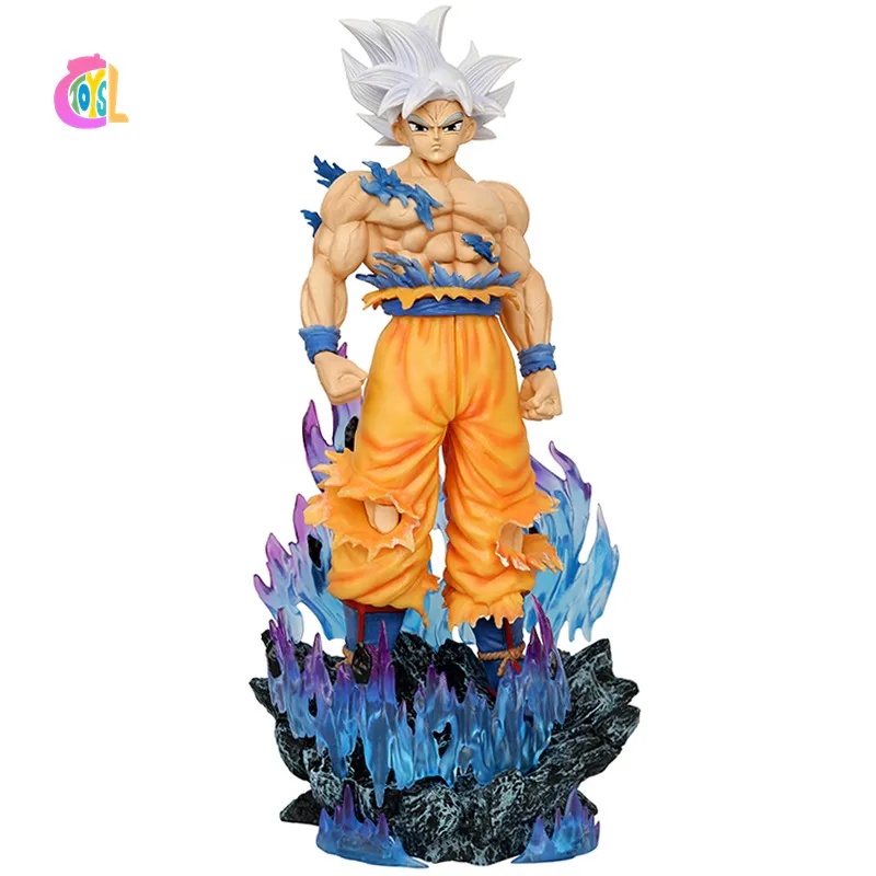 Hot Selling Anime Statue Model Ornament Anime Dragon Balls Handicraft Cartoon Characters White Hair Lk Goku Anime Figure