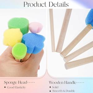 Outils de peinture murale DIY <span class=keywords><strong>pour</strong></span> la décoration intérieure, éponge en mousse avec manche en bois <span class=keywords><strong>pour</strong></span> peintures acryliques, aquarelles, vernis et peintures florales <span class=keywords><strong>pour</strong></span> enfants - Product Image 6