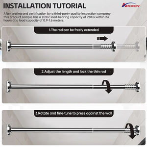 ARODDY-Tubes Estensibile en acier noir de 0.5 à 0.8m, tige de séchage pour vêtements, matériel de garde-robe - Product Image 5
