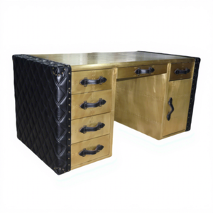 OEM ODM Lujo Calidad Metal Latón Cool Industrial <span class=keywords><strong>Escritorio</strong></span> <span class=keywords><strong>de</strong></span> oficina <span class=keywords><strong>Mesa</strong></span> ejecutiva con almacenamiento Más cajones Muebles <span class=keywords><strong>de</strong></span> aviación - Product Image 4