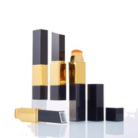 Double tête avec pinceau pour fond de teint Or Noir Carré Conteneur pour fond de teint Bâton de surbrillance Paquet de maquillage vide