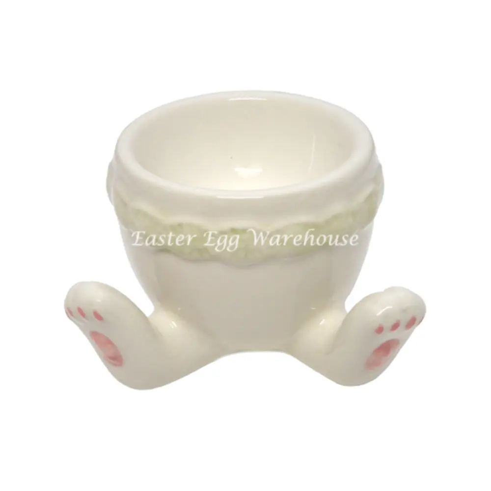 Ceramic rabbit decorative Easter egg holder footed egg cup