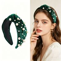 Headband Beludru Mutiara Berikat yang Dapat Disesuaikan |   Langsung dari Pabrik |   Aksesoris Rambut Elegan Musim Gugur Musim Dingin