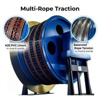 Máquina de elevación de eje Koepe de la serie KMD, montada en suelo, con fricción de cuerda múltiple, para minería, cabrestante de bobinado de servicio pesado con freno