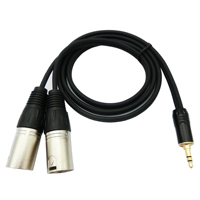 Kabel Speaker Audio 3.5mm ke 2 XLR Male, Kabel Aux 2 XLR Male ke 3.5 Male untuk Ponsel ke Mixer Amplifier Y Splitter
