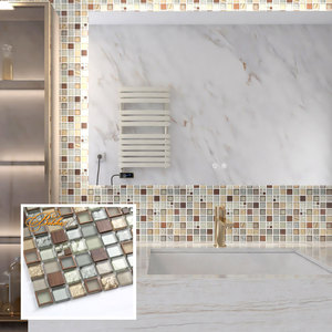 Vintage Retro Glass Mosaic Wall Tiles Modern Design Copper Trim for Bath Kitchen <strong>Background</strong> Facade Covering Elevation Accent - Product Image 6