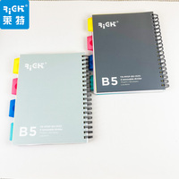 Cahier à spirales B5 avec couverture en PP, double spirale, ruban bleu et impression UV