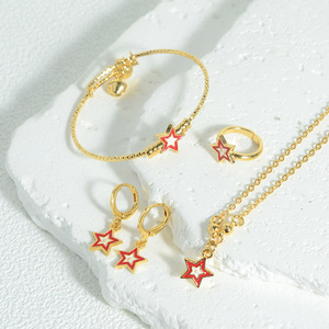 Set di <span class=keywords><strong>Gioielli</strong></span> per Bambine a Forma di Cuore e Stella, 4 Pezzi: Collana, Braccialetto, Orecchini e Anello, Regalo per Feste - Product Image 6