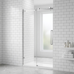 Paroi de douche coulissante moderne HOTAQI H-P36 en aluminium brossé avec verre trempé de 6 mm, design droit, garantie 5 ans - Product Image 3