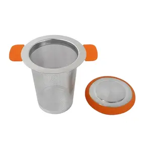 Infuseur à feuilles mobiles en acier inoxydable 304 avec double poignée et couvercle - Product Image 2