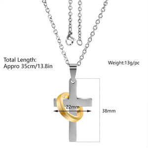 Kalung salib dari baja tahan karat liontin emas untuk pria dan wanita perhiasan kalung kepribadian Cross Street hadiah ulang tahun harian - Product Image 2