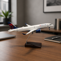 Modèle d'avion en résine avec éclairage LED Delta Air Lines A220-300 de 37 cm, 47 cm, pour affichage sur bureau, objet de collection