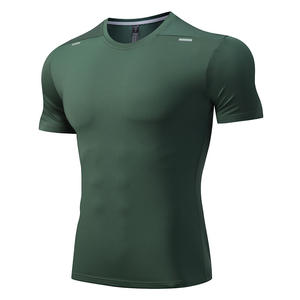 T-shirt d'été sportif uni pour homme, coupe ajustée, manches courtes, séchage rapide, respirant, ensemble de vêtements de sport pour l'entraînement au basketball et la course à pied - Product Image 4